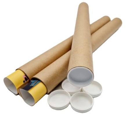 Lot de 10 tubes carton brun pour affiche poster 5 cm x 64 cm