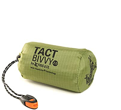 Tact Bivvy® 2.0 HeatEcho® Emergency Sleeping Bag, Compact Ultra Lightweight, Waterproof, Thermal Bivy Cover, Emergency Shelter Survival Kit – w/Stuff Sack, Carabiner, Survival Whistle + ParaTinder