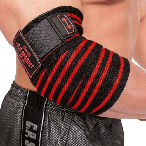 C.P.Sports Profi Ellenbogenbandagen | 1x Paar Gelenk/Arm/Ellenbogen Bandagen 130cm | Elbow Support für Fitness, Bodybuilding, Bankdrücken, Gewichtheben, Powerlifting, Kraftsport