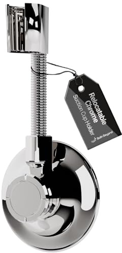 Bath Beyond Shower Head Holder - Flexible Shower Head Holder Adjustable Vacuum Suction Cup Shower Head Wall Mount Holder for Hand Held Shower Head (Adhesive Sticker Provided) (Chrome)