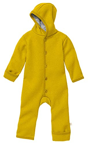 Disana WALK-OVERALL, 100% Bio-Merinowolle GOTS, IVN Best | mit Umklappbündchen | Newborn Baby Kleinkind Kind Unisex | Made in Germany | Curry Gr. 86-92