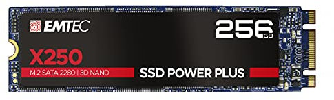 EMTEC - Disque Dur SSD Interne M.2 2280 SATA - Collection X250 Power Plus - 3D NAND - 256Go - 10x Plus Rapide qu’un Disque Dur Classique - Ultra-Performant