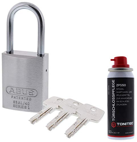 ToniTec Set aus ABUS Vorhangschloss 83AL/40 TITALIUM EC550 verschiedenschliessend inkl. 2 Schlüssel