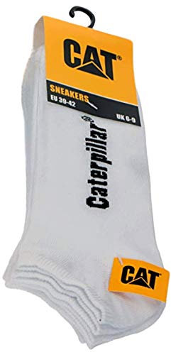 Caterpillar 3 Paar Herren Damen Kurze Socke Sneakers weiss oder schwarz AV775 Sportsocken Größe 39 42 43 46, Farbe:weiß, Größe:43-46