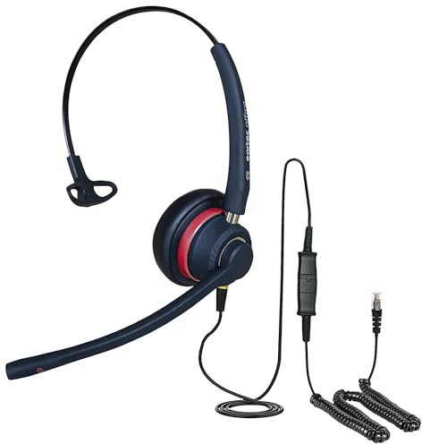 Headset für Yealink SIP T40 P T40 G T41G T41P, T41S, T42P, T42S, T42G, T48S, T48P & T48G Voip-Telefone + RJ9-Kabel – QD002 (A) + EAR510