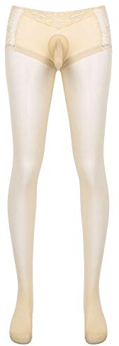 iEFiEL Herren Transparent Nylon Strumpfhose Männer Lang Unterhose Unterwäsche Herren Leggings Pants Hosen Durchgehendem Body L XL 2XL Nude 2XL