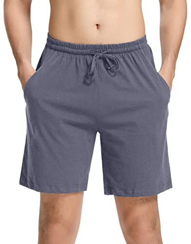 Irdcomps Pantaloncini Uomo Estivi Pantaloncini Tuta Uomo Cotone Shorts Pantaloni Corti Sportivi Bermuda con Coulisse e Tasche Traspirante Blu-Grigio XXL