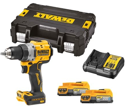 Taladro Atornillador sin escobillas XR 18V 13mm 90Nm con 2 baterías POWERSTACK y maletín TSTAK