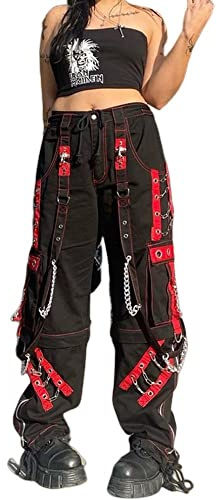 Jean large évasé, pantalon style gothique, emo, années 2000, Harajuku, grunge, hip hop.