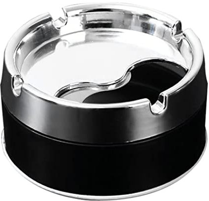 Posacenere in Acciaio Inossidabile Posacenere Portatile Elegante in Metallo Con Coperchio Girevole Posacenere Portatile Nero Posacenere in Metallo Cilindro Portatile