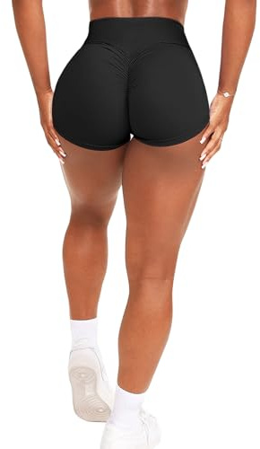 Navneet Pantalon Corto Deporte Mujer Short Deportivo Leggins Cortos Mallas Deporte Mujer Cortas Push Up Ropa Deportiva Negro S