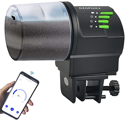 DXOPHIEX WiFi Fish Feeder Automatic Fish Feeder Automatic Dispenser Vacation Fish Feeder for Aquarium and Turtle Tank with Fish Feeding Ring