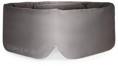 Dore & Rose Maschera per dormire profondamente con blocco della luce, 23 momme, in seta di gelso, ultra morbida, regolabile, maschera da viaggio per uomini e donne, carbone