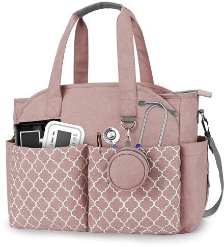 Korolev Borsa da infermiere per lavoro, borsa per infermiere, borsa da allattamento con tasche multiple per infermiere e donne che lavorano, Rosa, Large