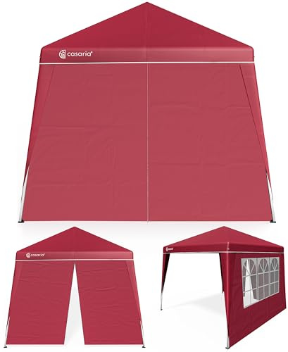 CASARIA® Tonnelle de Jardin 3x3m Pliante Pop-UP 2X parois latérales Protection UV 50+ Sac Tente Pliable imperméable pavillon Festival fête Capri Rouge
