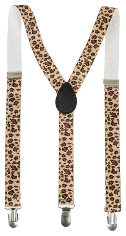 NiceYnn Bretelles Homme Larges Réglable avec 3 Robuste Clips pour Hommes et Femmes Y Forme Élastique Sangles 2.5 cm Noël Halloween Carnaval Mariage Festival Léopard Pois