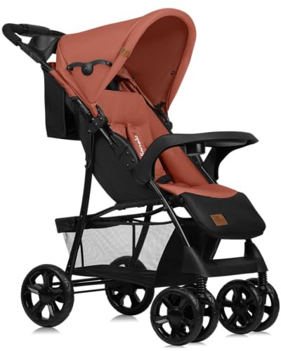 LIONELO Emma Plus Kinderwagen bis zu 15 kg, Kindersportwagen, leicht modern klein Buggy mit Liegeposition, zusammenklappbar, große Räder, großer Korb, Tasche Stone