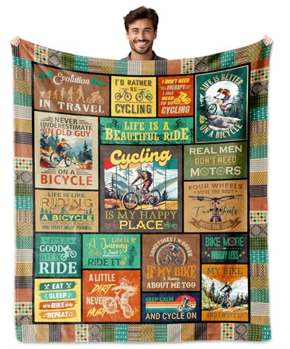 HCDER Bicycle Gifts for Men, Bike Gifts for Women/Men/Boys Blanket 60X50, Gift for Bicycle Enthusiasts, Bike Decorations, Mountain Bike Gift Ideas for Cycling Riders Birthday/Christmas/Father's Day