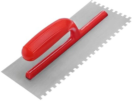 Notched Tile Trowel | Adhesive Spreader with Carbon Steel Blade | Grout Trowel Spreader for Tiles with Two Side Serrated Edges