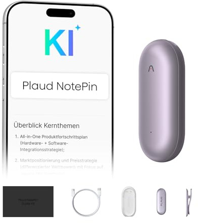 Plaud NotePin Registratore Vocale AI Professionale Audio Digitale Trascrivi Riassumi Tecnologia AI,Team Plan, Appunti Trascrizione Riepilogo per Riunioni Lezioni Colloqui, Viola