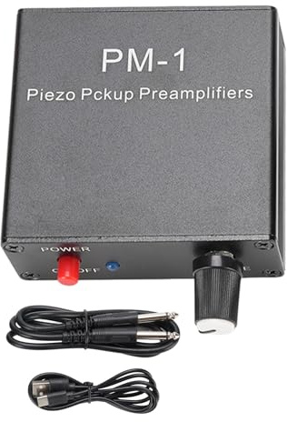 Denash Piezo Pickup Preamplifier, Suitable for Guitar Cello Violin Mandolin Ukulele, Compact Mount with Low Frequency Limit for String Instrument, 6.35mm Cable Included