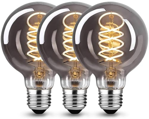 Edison vintage glödlampa E27, E27 LED vintage dimbar G80 4W retro LED-lampa varmvit Edison glödlampa E27 vintage idealisk för nostalgi och retrobelysning i hemmet cafébar Rökgrå - 3 st(HPS3PBT1)