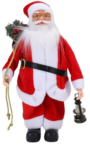 CHICIRIS Jultomtefigurer, Traditionella Röda Vita Stående Jultomtefigurer Juldekoration med Avtagbar Julryggsäck för Hemkontorsbutiksdekoration