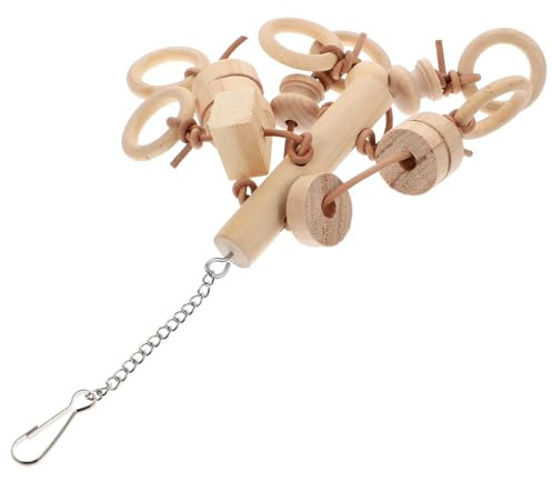 MOTHNUR Giocattolo a Forma di Anello in Legno Naturale per Pappagalli Giocattolo da Mordere e Macinare per Uccelli Domestici Accessorio per Gabbia Stimolazione e Intrattenimento per