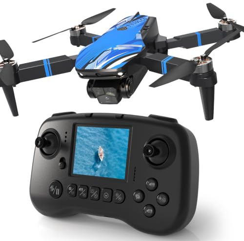 Drone avec Caméra Mini Drone pour Adultes, Écran LCD Télécommande FPV Vidéo Moteur Brushless, Évitement d'obstacles à 270° Figures 3D, RC Quadricoptère Pliable pour Débutants Carte SD jusqu’à 32 Go