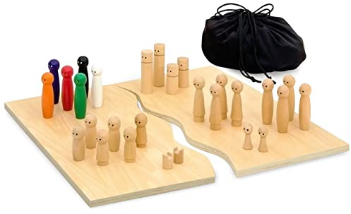 ﻿Purovi Joy Juego de Mesa - Set de 28 Muñecos Pequeños de Madera para Juegos en Familia - Juego Educativo para Entrenamiento y Terapia Familiar