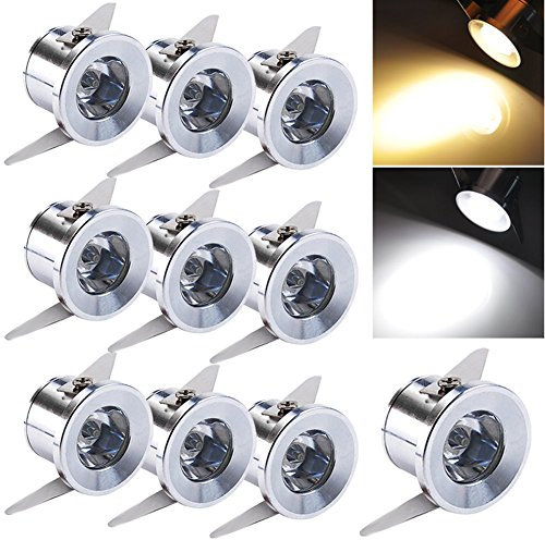 Elitlife Mini LED Einbaustrahler 10X 1W mit Trafo Stecksystem Einbauspot Deckenspots Einbauleuchten Einbaurahmen (Warmweiß rund) [Energieklasse A+++]