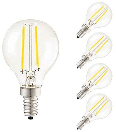 CTKcom 2W G45 Candelabra LED Bulbs Dimmable(4 Pack)- E14 Base Vintage Edison Incandescent Bulb 20W Equivalent 6000K Daylight White Bulbs for Home,Pendant Light,Sconces,Light Fixtures AC110V~130V