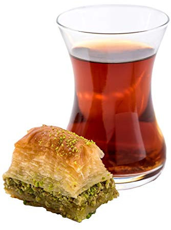 Topkapi - Juego de 6 vasos grandes de té turco Ajda, 165 cc, transparentes