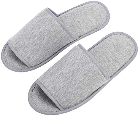 LONTG Pantoufles Pliable Portable Homme Femme Chaussons en Coton Antidérapant Jetable Slipper Chaussures de Hôtel Intérieur Voyage Sauna Salon Avion Sandales Plates Sabot Souple Gris Taille Unique