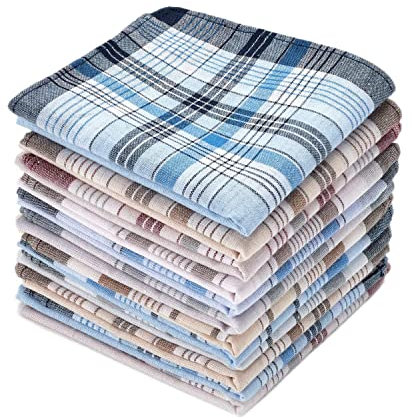 Ohuhu Stofftaschentücher Herren, 12 Stück Herrentaschentücher, Stofftaschentücher 100% Baumwolle, Taschentücher Herren Geschenk