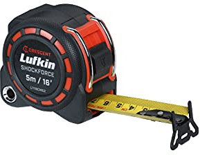Lufkin L1116CME2 3cm/1-3/16 x 5m/16' Shockforce Doppelseitiges Maßband, 30 Meter Fall Getestet - Version mit Gelber Klinge