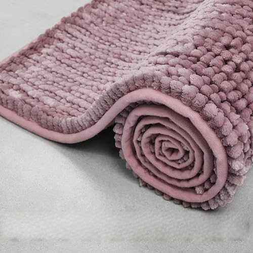 KARAT Tapis de Bain Chenille Coral Deluxe - Couleurs chatoyantes - Tapis de Salle de Bain avec revêtement antidérapant Hot-Melt - Tapis de Bain Lavable (Lila, 50 x 80 cm)