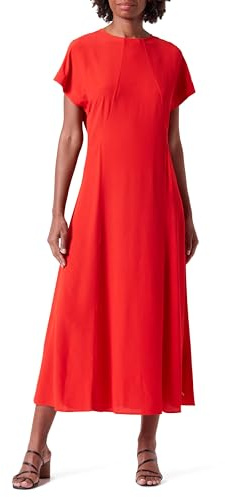 Tommy Hilfiger Vestido Mujer Viscose Crepe Maxi Dress de manga corta, Rojo (Fierce Red), 40