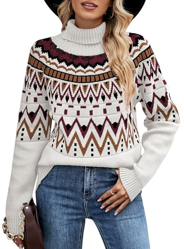 Wantonfy Jersey de Cuello Alto para Mujer Suéter de Manga Larga Jersey de Punto Casual Pulóver Flojo Invierno