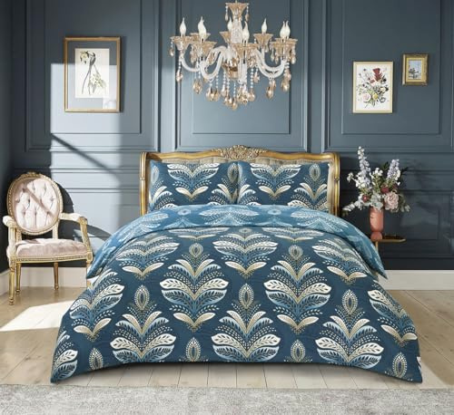 PRIME LINENS Duvet Cover Set 4 Pcs Brushed Microfibre Quilt Cover Bedding Set With Pillow Cases and Extra Fitted Sheet Included (Jasmine Teal, Super King)