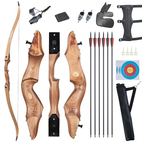 TOPARCHERY Recurve Bow and Arrow Set for Adult & Youth Beginner, 60 Takedown Recurve Hunting Bow for Outdoor Training Practice Right Handed 30-50LB (30LB)