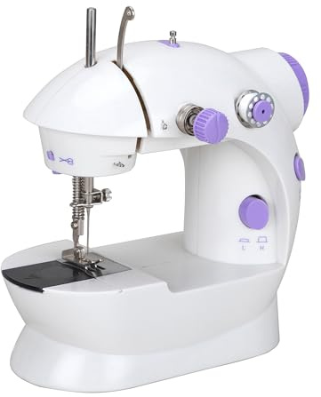 Macchina da Cucire Elettronica Mini Macchina da Cucire Doppio Filo 2 Velocità Macchina da Cucire con Pedale per Abbigliamento, Tende, Artigianato
