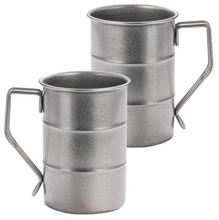 Set di 2 boccali in acciaio inox per olio per latte, stile industriale, boccale da birra con manico, strumento per bere acqua