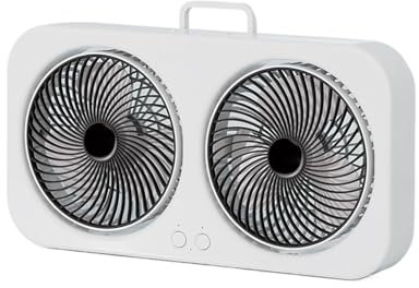Generico Ventaglio da Tavolo e Silenzioso | Raffreddatore ad Aria con Doppia Testa | Ventilatore USB Ricaricabile Appendibile Silenzioso per Campeggio Viaggio Spiaggia Palestra