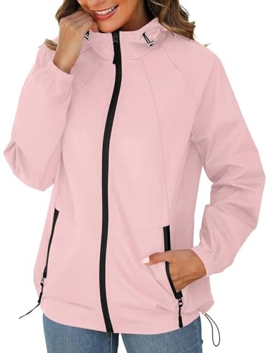 Windbreaker Dam jogging, regnrock dam ventilerande funktionell jacka dragkedjefickor enfärgad cykeljacka fritid collegejacka huva höstrock långärmad löparjacka sportjacka överdrag