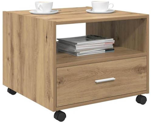 vidaXL Kaffeebord med låda Artisan Ek 55 x 55 x 45cm Konstruerat trä, Stiligt yta, modern kaffebord, elegant hem, samtida, hållbar möbel för vardagsrum, kompakt
