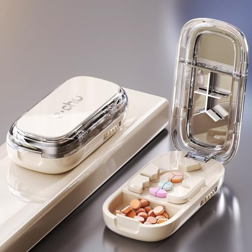 Veroa 3 in 1 Pill Cutter for Small Pills Portable and Adjustable Tablet Cutter for Pills,with Storage Function Pill Splitter for Elderly, Kids, Pets(White)