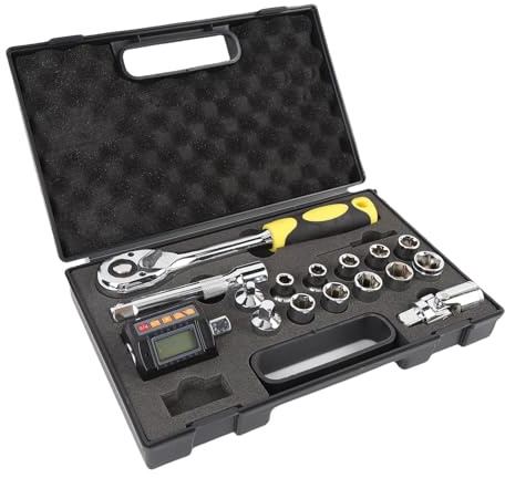 Luocute Corquette de Couple Numérique, 200 Nm LCD rétro-éclairé 4 Unités 1/2 Pouces à Cliquet avec des Adaptateurs 1/4 Pouces et 3/8 Pouces, adapté à L'entretien de la Moto de Voiture