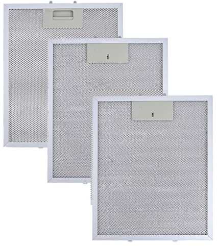 BlesConi Rangemaster Cooker Hood Grease Filters, 3 Pack Aluminum Metal Filter 300 x 250 mm Silver Replacement Fit for Kitchen Extractor