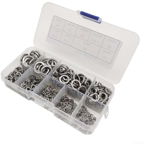 Lot de 600 rondelles à ressort en acier inoxydable 304 M2-M12, rondelles de verrouillage fendues ouvertes pour connexions de boulons anti-desserrage dans les machines et le matériel